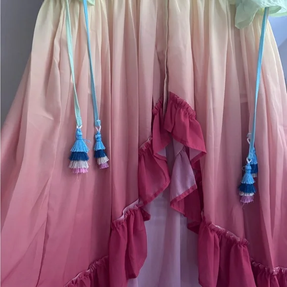 Rainbow Ombré Long Sleeve Plunge Sundress - Picture 5 of 6